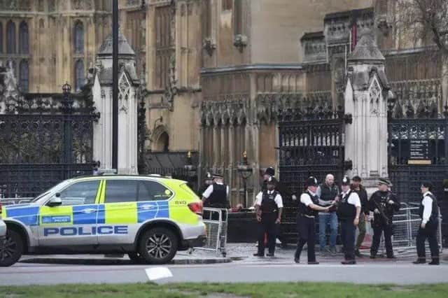 The scene outside Westminster this afternoon. Picture: PA