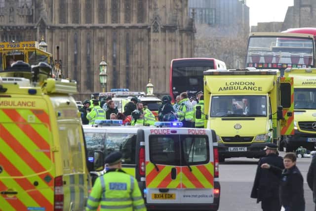 The aftermath of Wednesday's attack in Westminster (photo by SWNS.com)