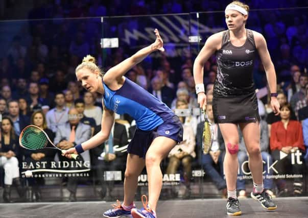Sarah-Jane Perry in final action against Laura Massaro. Picture: Squashsite