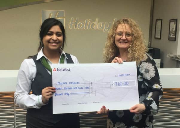 From left: Kiran Kaur, Marketing and Events Coordinator at the Holiday Inn Kenilworth and Rachael Stevens, Community Fundraising Team Leader for Myton Hospice.