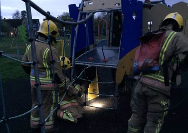 Crews at the fire in Guy Road park. Picture: Warwickshire Fire and Rescue Service