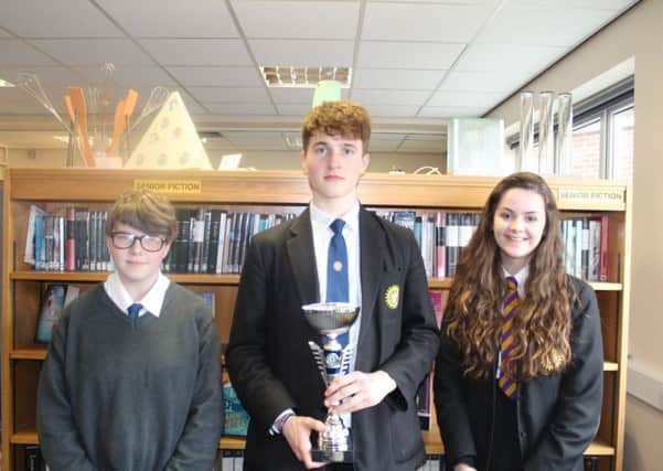 The winning team. From left: Catherine Tormey, Quincy Sproul and Maddie Bevan