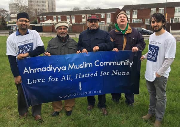 Ahmadiyya Muslim from the Leamington Association at the vigil in Balsall Common.
