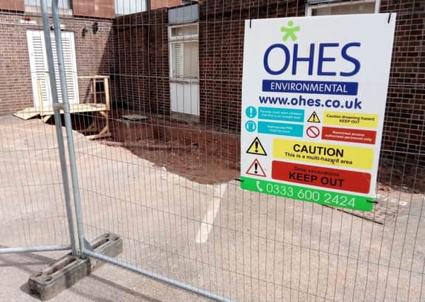 The section of Jubilee House's car park where the repair work is happening