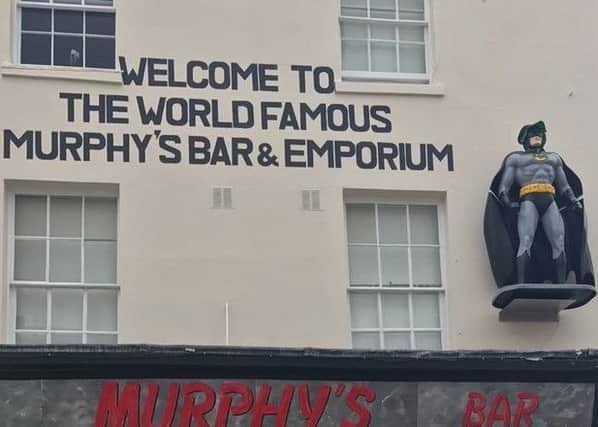 The Batman statue above Murphy's Bar in Leamington. NNL-170414-090840001