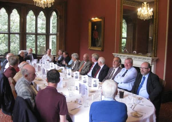Dignitaries enjoy lunch at Brownsover Hall Hotel to mark the 80th anniversary of Sir Frank Whittle's first successful test of his jet engine. Photo: Warwickshire Industrial Archaeology Society NNL-170414-120946001