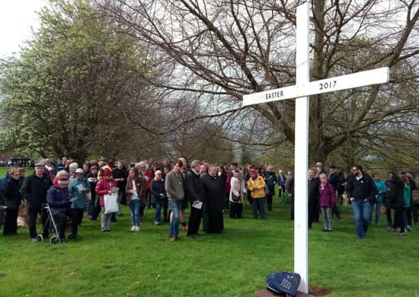 The cross in Abbey Fields at the end of the walk