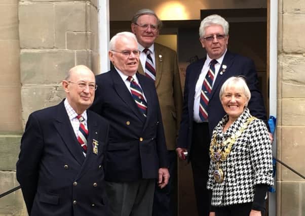 Mayor of Warwick Christine Cross with two Trustees and two Friends of the Warwickshire Yeomanry Museum.
