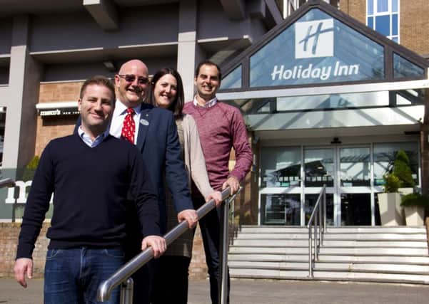 From top: Nicholas Rubin of BGAM, assistant general manager of Holiday Inn Kenilworth Louise Sheepy, David Myskow and Jonny Levy