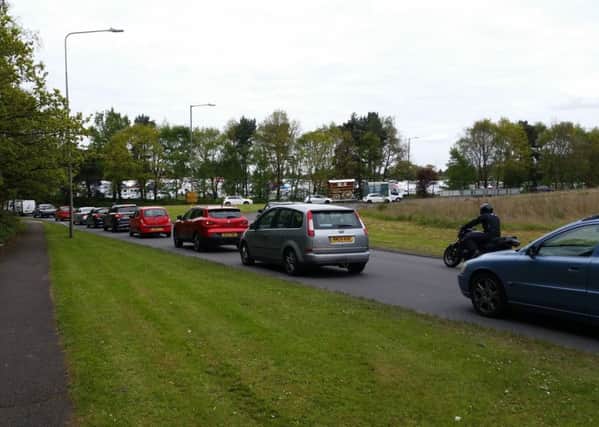 Traffic moving past the horse fair on Saturday April 29. Picture: Warwickshire Police