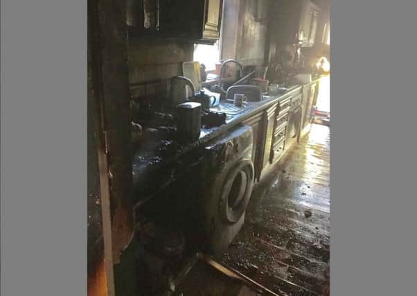A kitchen was severely damaged after a fire at a house in Northcote Road. Photo: Warwickshire Fire and Rescue Service NNL-171105-081226001