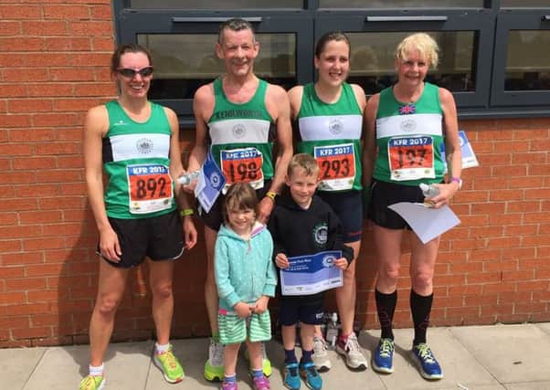 Kenilworth Runners' Laura Pettifer, Tom Dable, Carla Fuste and Pauline Dable after the Knowle Fun Run 10k. Picture submitted