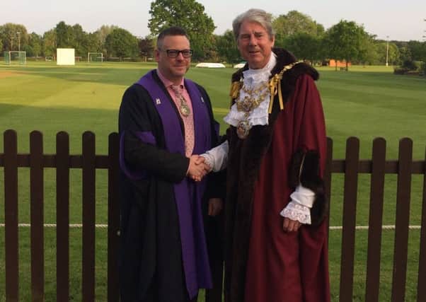 The newly appointed deputy mayor Richard Eddy with the newly appointed mayor Stephen Cross.