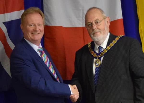 Former Mayor Cllr Simon Button and new Mayor Cllr Tony Heath.