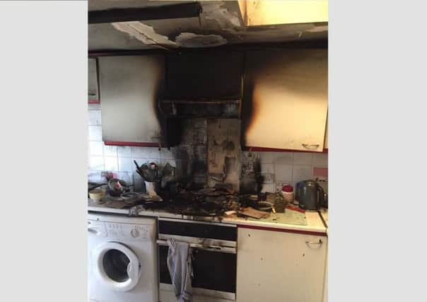 A fire-damaged kitchen after a fire in Bilton on May 31. Photo: Warwickshire Fire and Rescue Service NNL-170606-110541001