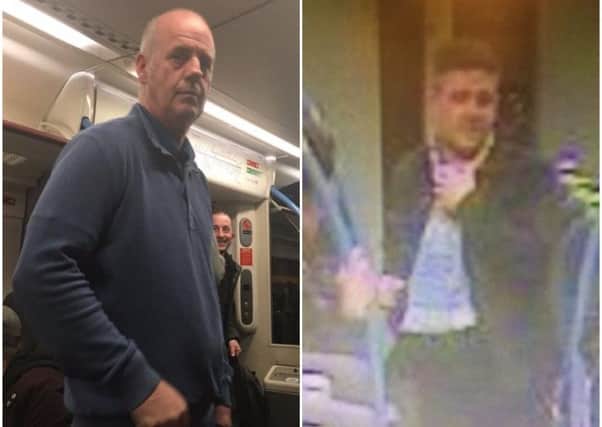 British Transport Police would like to speak to these two men. Photos supplied by the British Transport Police.