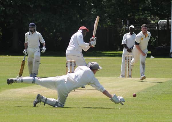 Wanderers' Barrington Kelly eases the ball past Warwick 2nds wicket-keeper Luke Webb off the bowling of Joe Poole. Picture: Morris Troughton