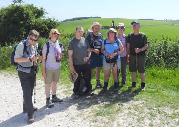 David Pool, far left, with his group of friends on the Annual South Downs Way Walk. Picture: Shirley Rushmer