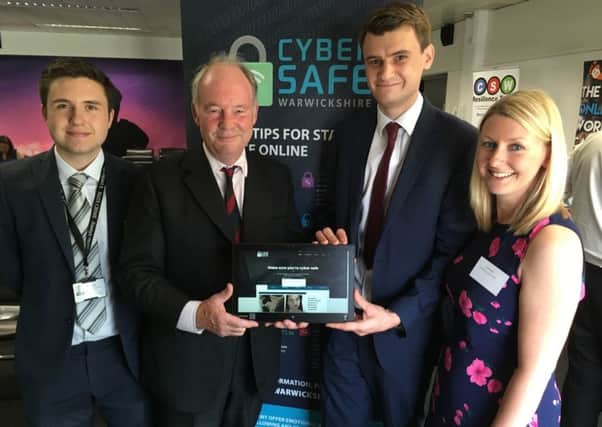 Pictured from left, are Cyber Crime Advisor Sam Slemensek, Police and Crime Commissioner Philip Seccombe, Cyber Crime Advisor Alex Gloster and Louise Williams, Warwickshire County Councils Community Safety Manager.