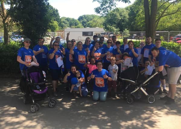 Family and friends of Dougie Smith during the sponsored walk in Newbold Comyn on Sunday June 18