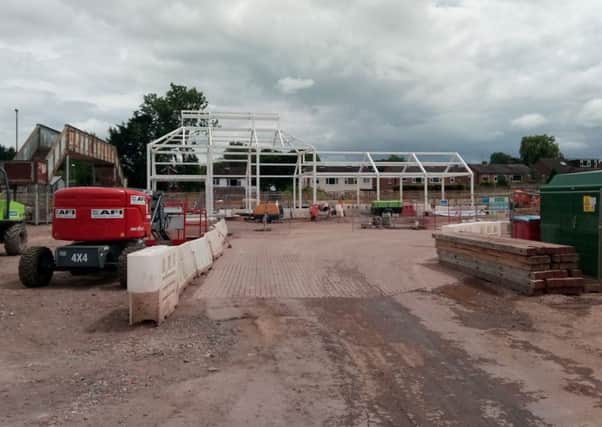 The steel framework of the main building can now been seen at Kenilworth Station