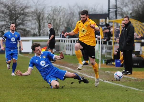 Brakes in action against Gainsborough during their last spell in the Conference North.