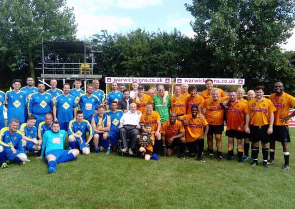 Derek Slater with the Leamington XI and Wolves Allstars teams