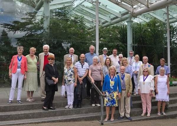 Leamington Mayor Cllr Caroline Evetts with heritage walkers are her fundraising event for her chosen charities.