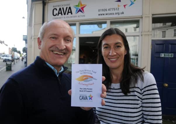 Photo of Andrea Hammond from Warwickshire CAVA and Tony Britton from The Pam Britton Trust for Dementia at the CAVA offices in Leamington. They are launching a booklet for people who suffer with dementia and their carers. 
MHLC-05-09-17-dementiabookletlaunch NNL-170509-183725009