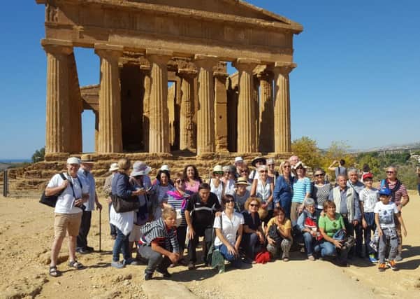 KTA members and hosts outside the Concordia Temple at Agrigento, Sicily