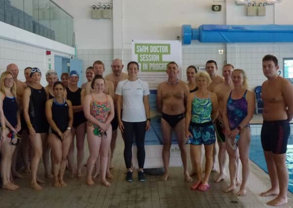 Open Water Swimming Champion Keri-Anne Payne and swimmers at Rugbys Queen Elizabeth Jubilee Centre