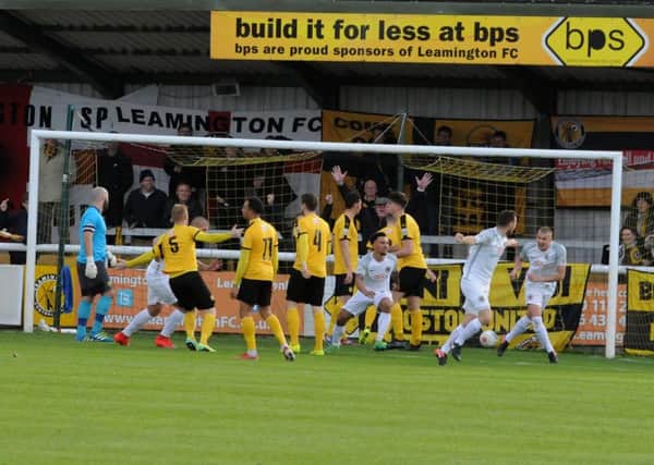 Brad McGowan celebrates after handing Boston United an early lead. Picture: Morris Troughton